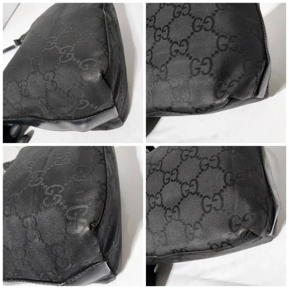 Authentic Gucci Vintage GG Nylon Hobo Shoulder Bag Black